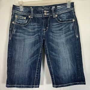 Miss Me Bermuda Denim Jean Shorts Womens Size 30 Rhinestone Wings.